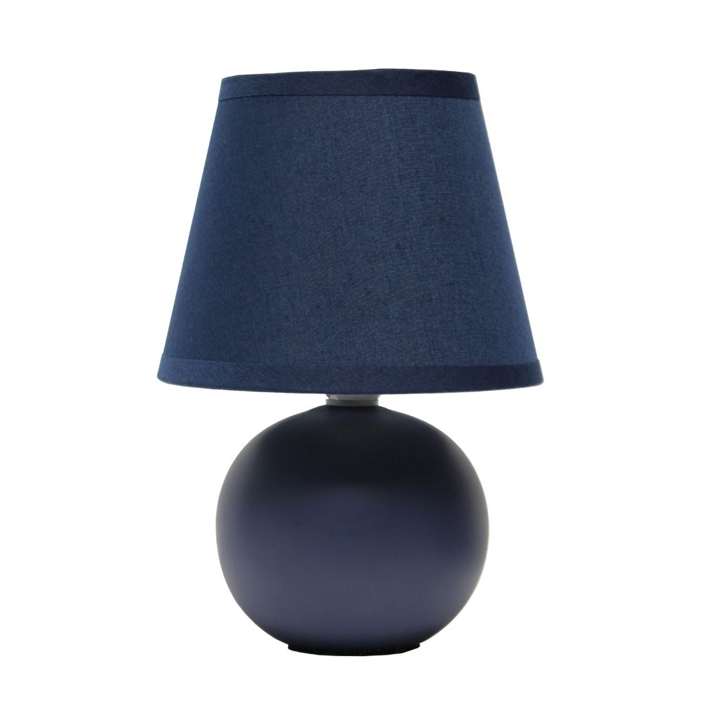 All The Rages CWT-2004-BL Creekwood Home Nauru 8.66" Traditional Petite Ceramic Orb Base Bedside Table Desk Lamp with Matching Tapered Drum Fabric Shade 