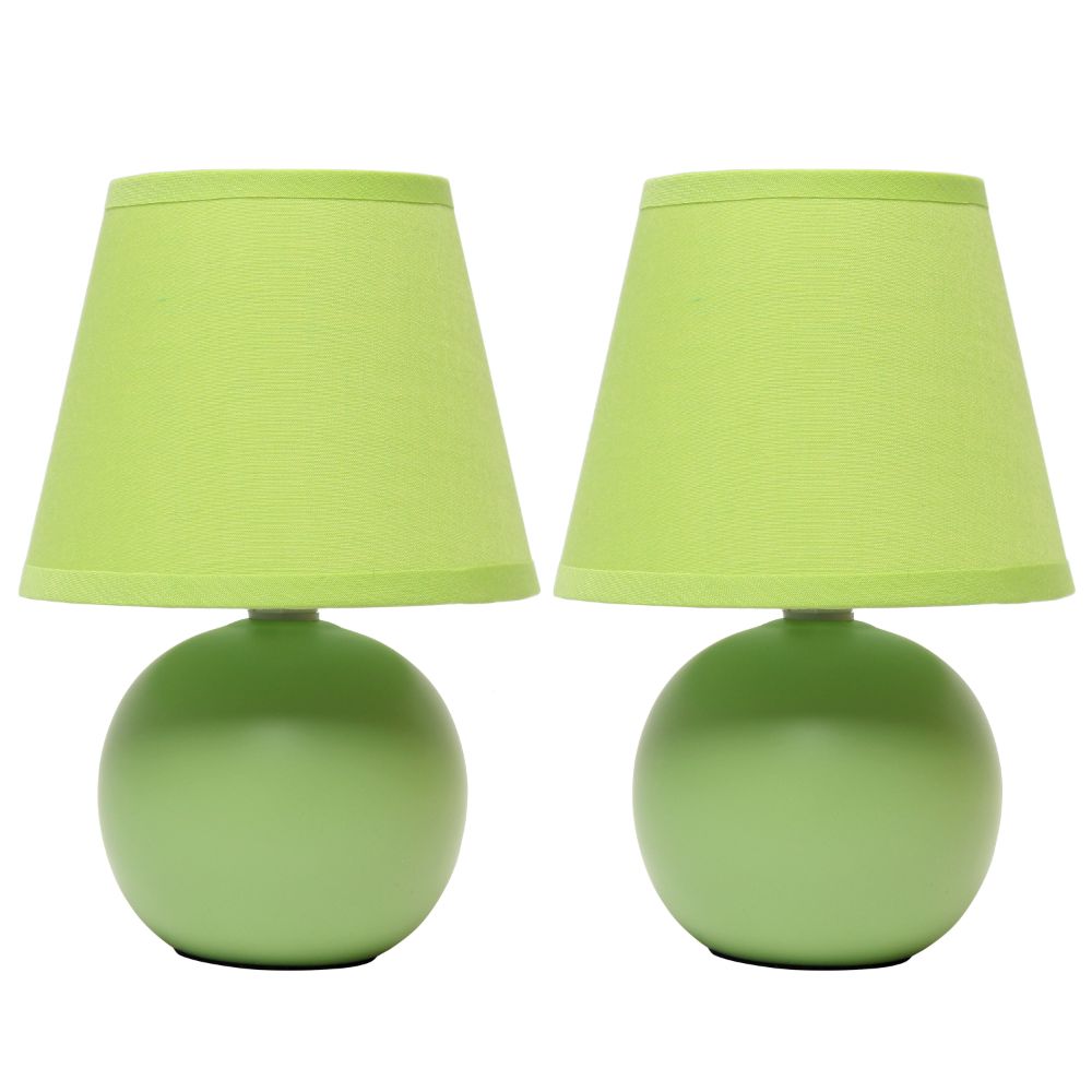 All The Rages CWT-2004-GR-2PK Creekwood Home Nauru 8.66" Traditional Petite Ceramic Orb Base Bedside Table Desk Lamp Two Pack Set with Matching Tapered Drum Fabric Shade 