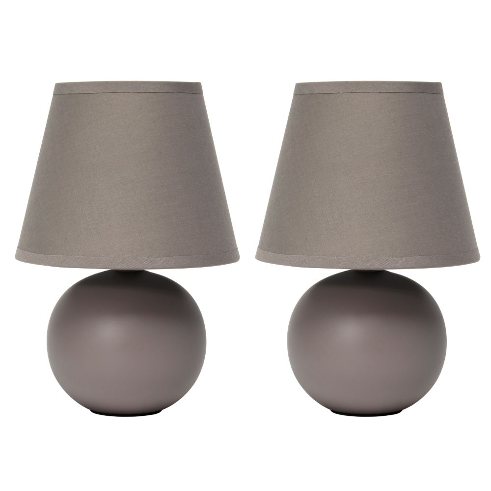 All The Rages CWT-2004-GY-2PK Creekwood Home Nauru 8.66" Traditional Petite Ceramic Orb Base Bedside Table Desk Lamp Two Pack Set with Matching Tapered Drum Fabric Shade 