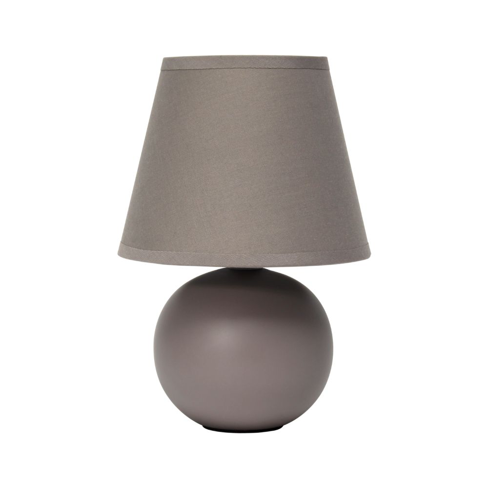All The Rages CWT-2004-GY Creekwood Home Nauru 8.66" Traditional Petite Ceramic Orb Base Bedside Table Desk Lamp with Matching Tapered Drum Fabric Shade 
