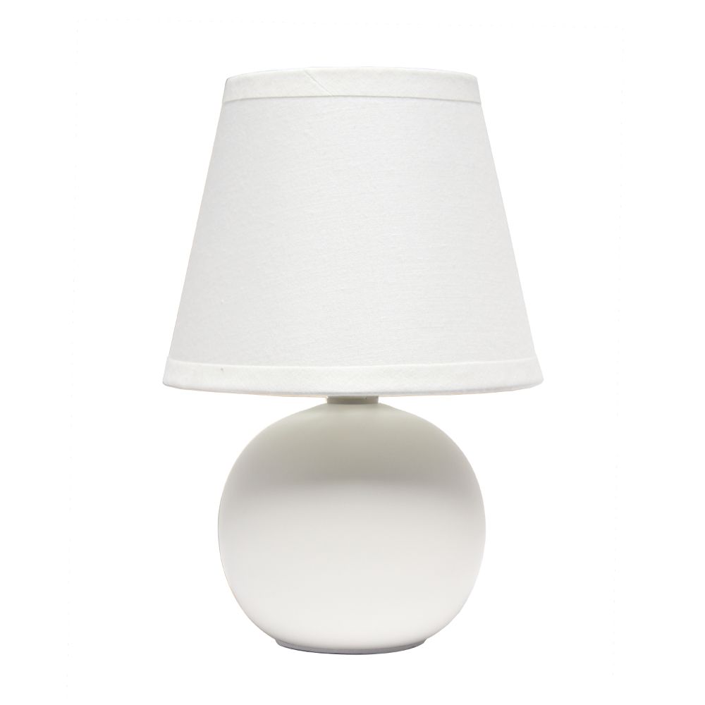 All The Rages CWT-2004-OF Creekwood Home Nauru 8.66" Traditional Petite Ceramic Orb Base Bedside Table Desk Lamp with Matching Tapered Drum Fabric Shade 
