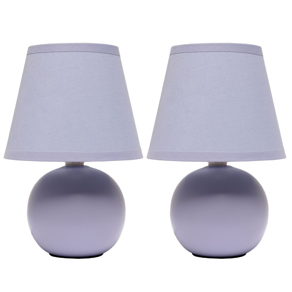 All The Rages CWT-2004-PR-2PK Creekwood Home Nauru 8.66" Traditional Petite Ceramic Orb Base Bedside Table Desk Lamp Two Pack Set with Matching Tapered Drum Fabric Shade 