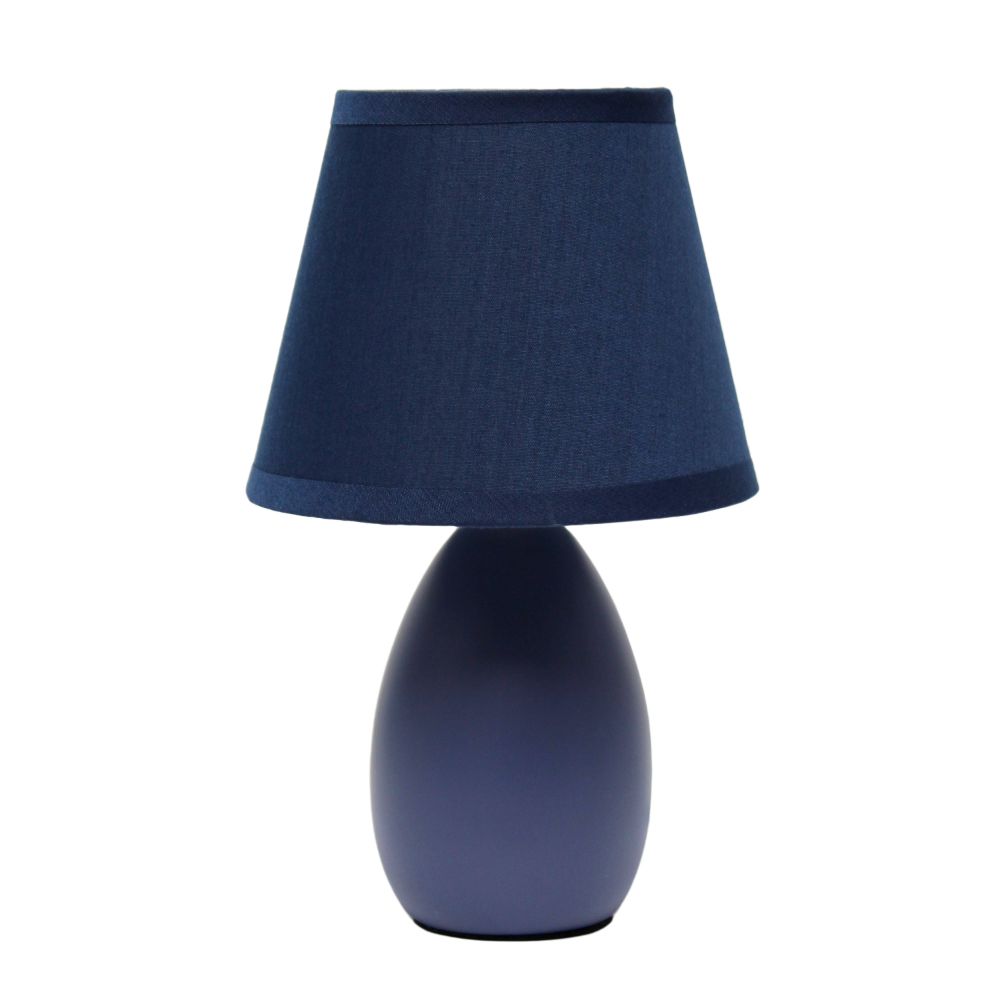 All The Rages CWT-2005-BL Creekwood Home Nauru 9.45" Traditional Petite Ceramic Oblong Bedside Table Desk Lamp with Matching Tapered Drum Fabric Shade 