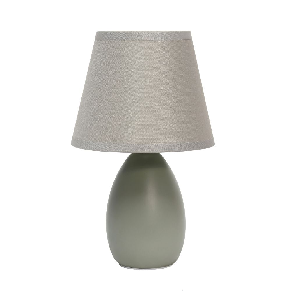 All The Rages CWT-2005-GY Creekwood Home Nauru 9.45" Traditional Petite Ceramic Oblong Bedside Table Desk Lamp with Matching Tapered Drum Fabric Shade 