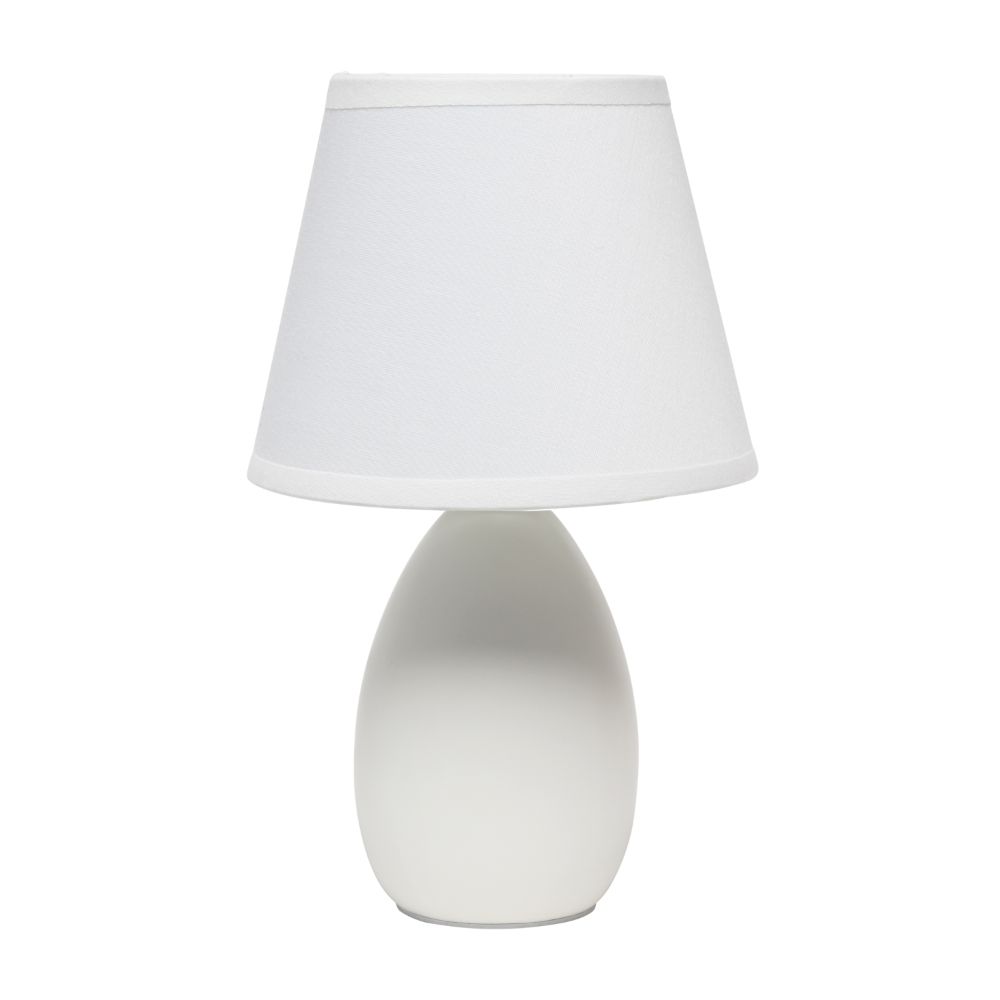All The Rages CWT-2005-OF Creekwood Home Nauru 9.45" Traditional Petite Ceramic Oblong Bedside Table Desk Lamp with Matching Tapered Drum Fabric Shade 
