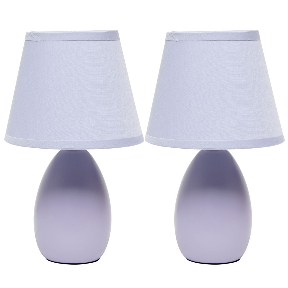 All The Rages CWT-2005-PR-2PK Creekwood Home Nauru 9.45" Traditional Petite Ceramic Oblong Bedside Table Desk Lamp Two Pack Set with Matching Tapered Drum Fabric Shade 