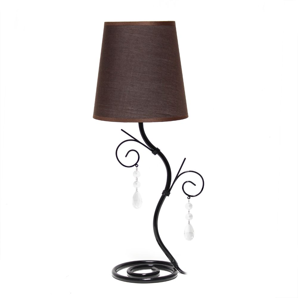 All The Rages CWT-2006-BW  Creekwood Home Priva 19" Contemporary Metal Winding Ivy Table Desk Lamp with Brown Fabric Shade 