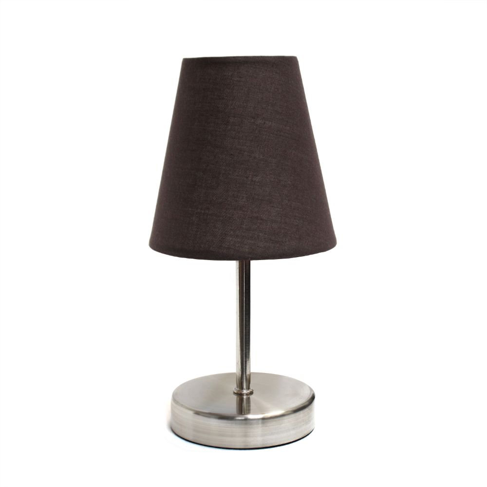 All The Rages CWT-2007-BW Creekwood Home Nauru 10.5" Traditional Petite Metal Stick Bedside Table Desk Lamp in Sand Nickel with Fabric Empire Shade 
