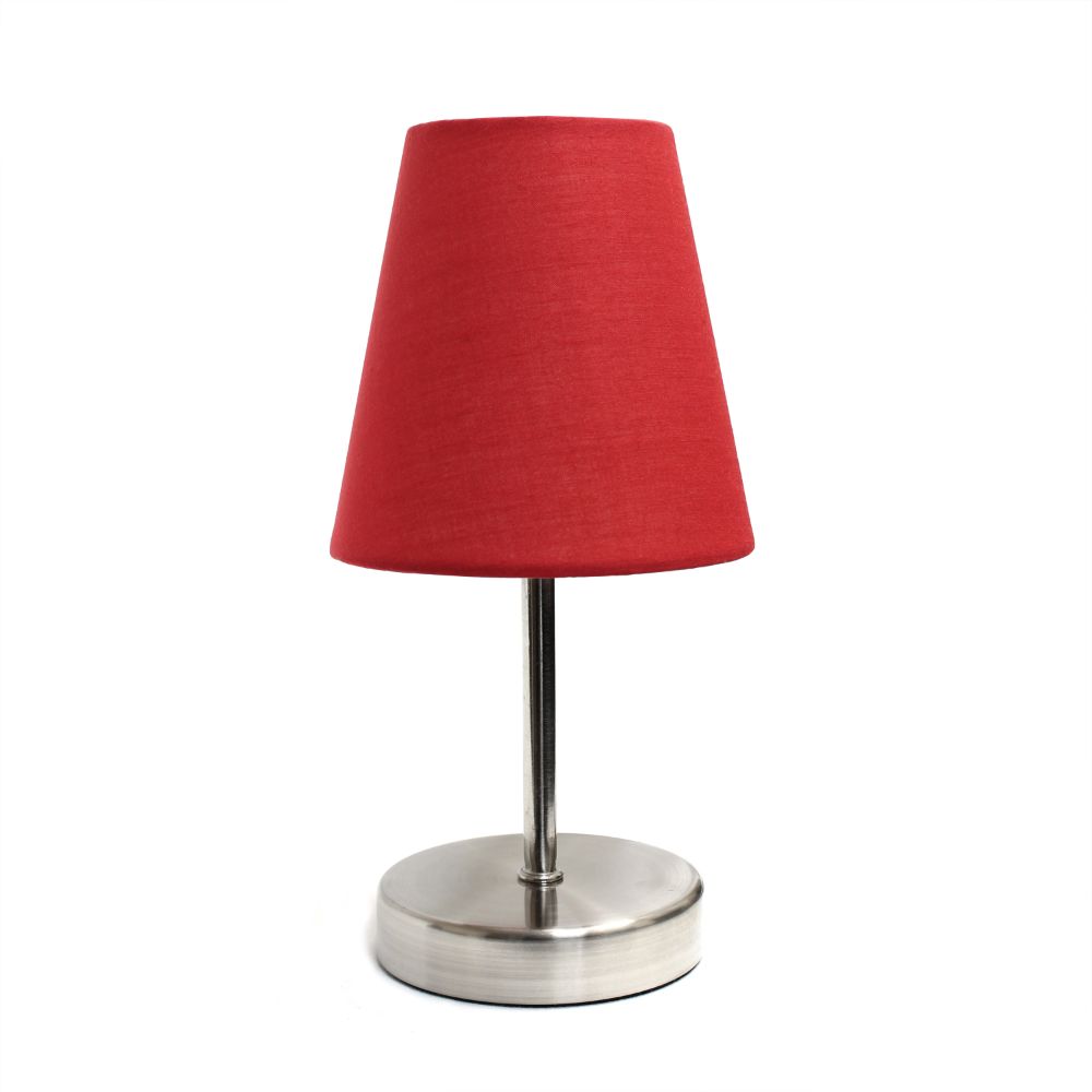 All The Rages CWT-2007-RE Creekwood Home Nauru 10.5" Traditional Petite Metal Stick Bedside Table Desk Lamp in Sand Nickel with Fabric Empire Shade 