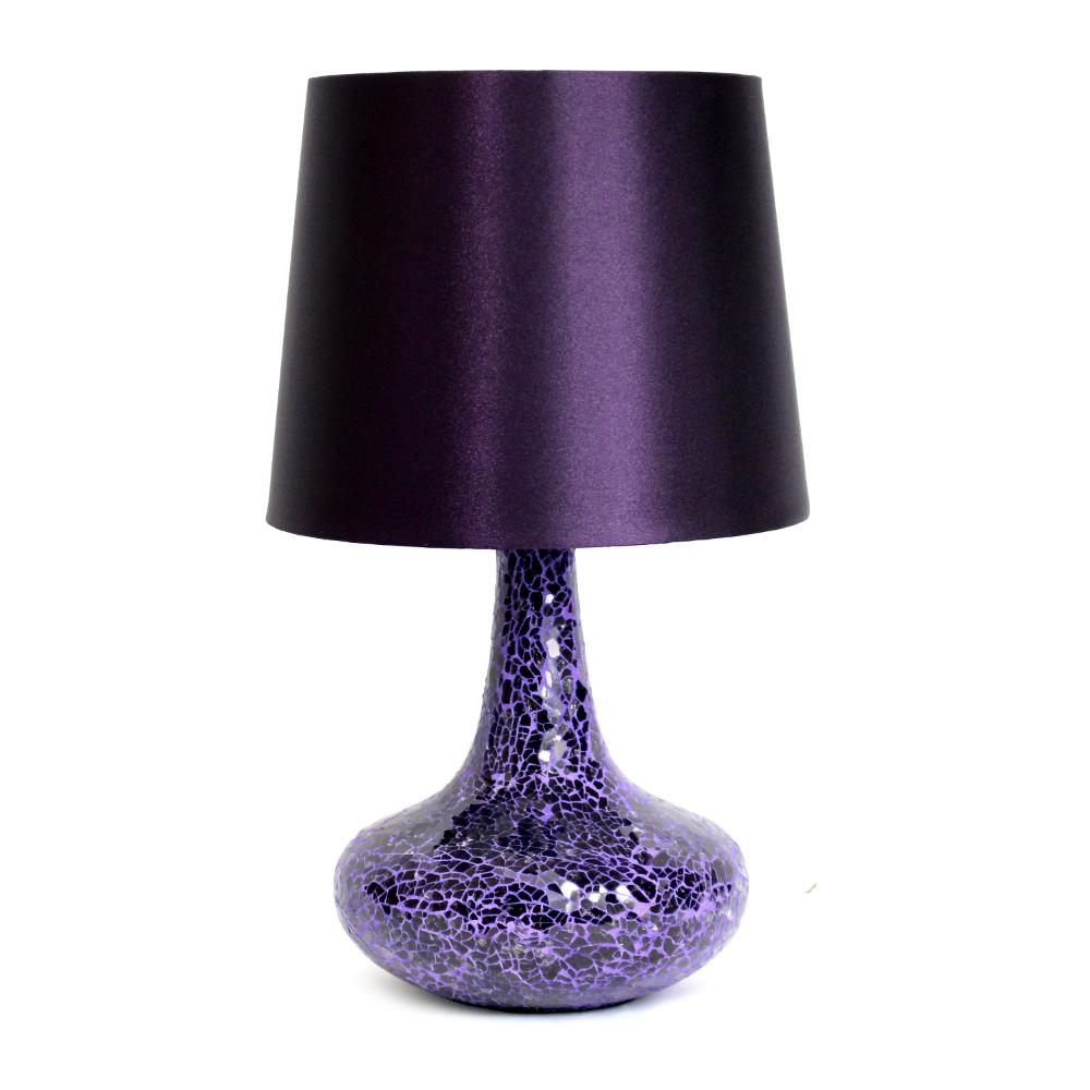 All The Rages CWT-2016-PR Creekwood Home 14.17" Patchwork Crystal Glass Table Lamp for Living Room, Bedroom, Study, Office, Entryway, Reading Nook, Purple