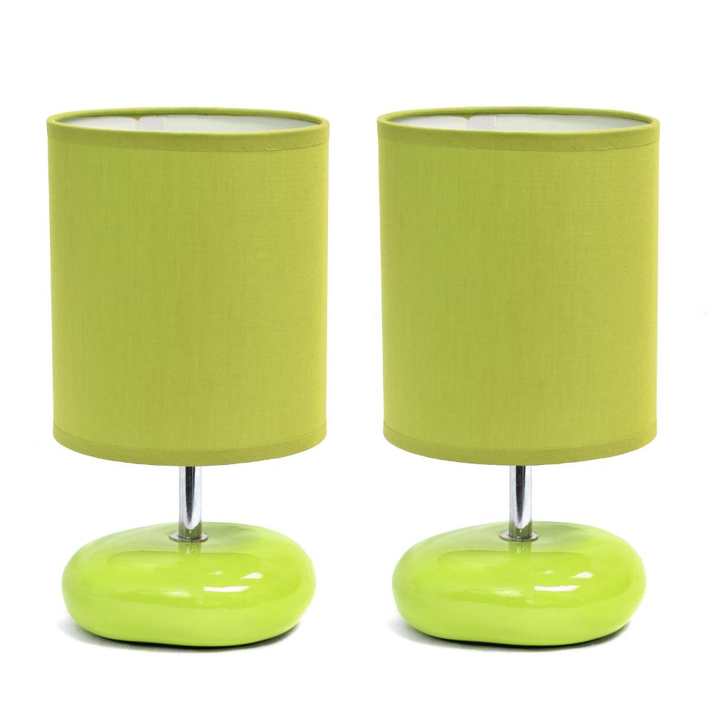 All The Rages CWT-2017-GR-2PK Creekwood Home 10.24" Traditional Mini Round Rock Table Lamp 2 Pack Set for Nursery, Study, Bookshelf, Office, Nightstand, Living Room, Green