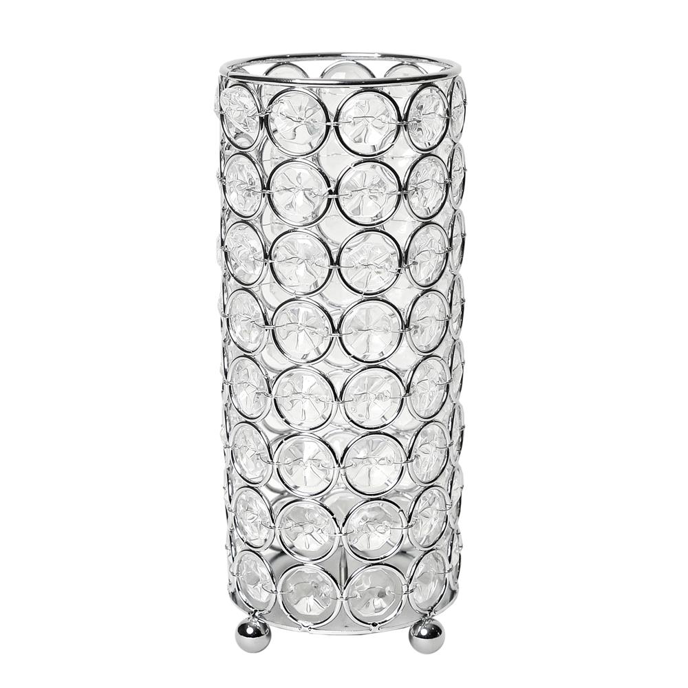 All The Rage HG1003-CHR Elegant Designs Elipse Crystal Decorative Flower Vase, Candle Holder, Wedding Centerpiece, 7.75 Inch, Chrome