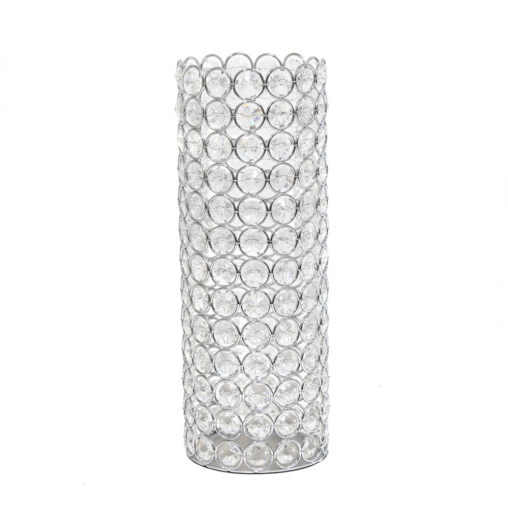 All The Rage HG1009-CHR Elegant Designs Elipse Crystal  Decorative Vase, 11.25 Inch, Chrome