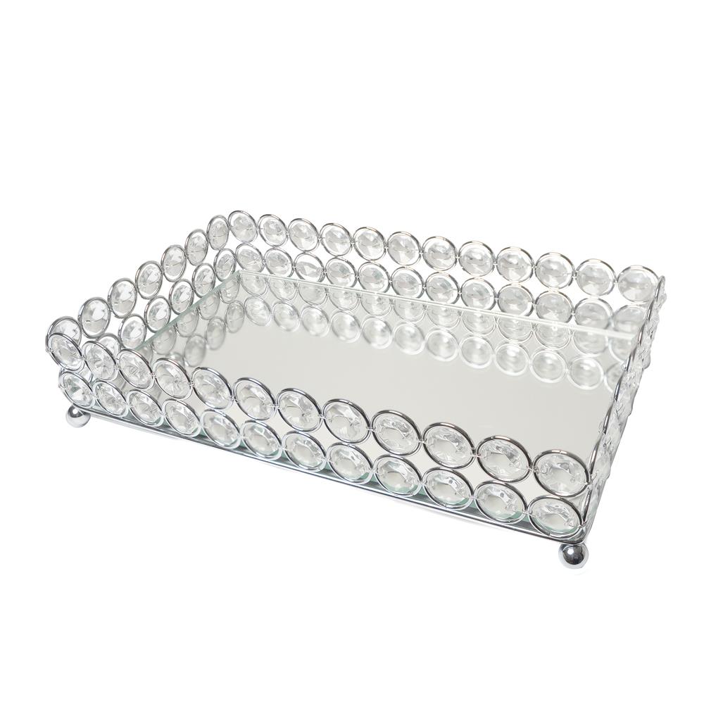 All The Rage HG1010-CHR Elegant Designs Elipse Crystal Decorative Mirrored Jewelry or Makeup Vanity Organizer Tray, Chrome