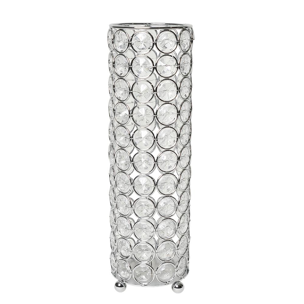 All The Rage HG1011-CHR Elegant Designs Elipse Crystal Decorative Flower Vase, Candle Holder, Wedding Centerpiece,  10.25 Inch, Chrome