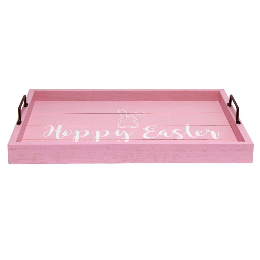 All the Rages HG2000-LPE Elegant Designs Decorative Wood Serving Tray w/ Handles, 15.50" x 12", "Hoppy Easter"