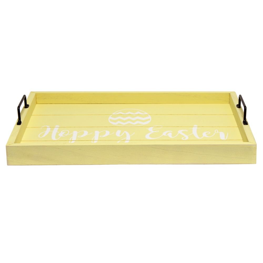 All the Rages HG2000-YHE Elegant Designs Decorative Wood Serving Tray w/ Handles, 15.50" x 12", "Hoppy Easter"