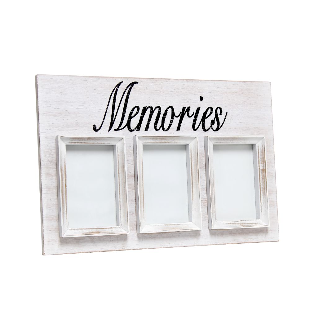 All The Rages HG2002-WMS Elegant Designs 3 Photo Collage Frame 4x6 Picture Frame in White Wash
