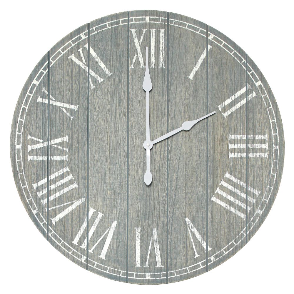 All The Rages HG2003-DGW Elegant Designs Wood Plank 23" Large Rustic Coastal Wall Clock in Dark Gray Wash