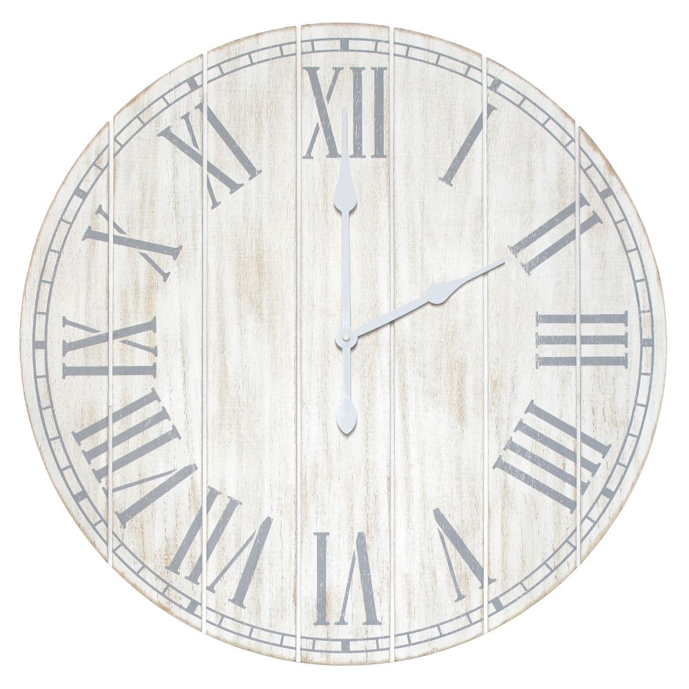 All The Rages HG2003-WWH Elegant Designs Wood Plank 23" Large Coastal Rustic Wall Clock in White Wash