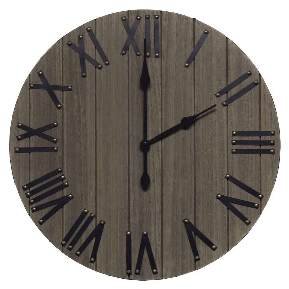 All The Rages HG2004-RGY Elegant Designs Handsome 21" Rustic Farmhouse Wood Wall Clock in Rustic Gray