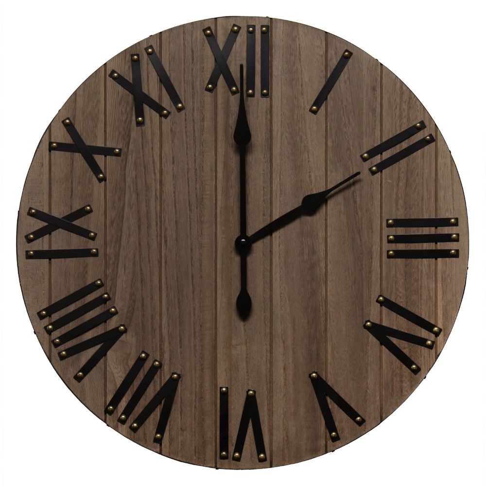 All The Rages HG2004-RWD Elegant Designs Handsome 21" Rustic Farmhouse Wood Wall Clock in Restored Wood