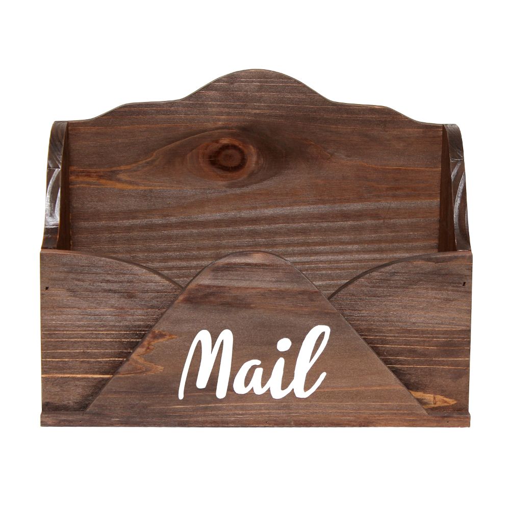 All The Rages HG2020-BWN Homewood Farmhouse Wooden Decorative Envelope Shaped Desktop Letter Holder in Brown
