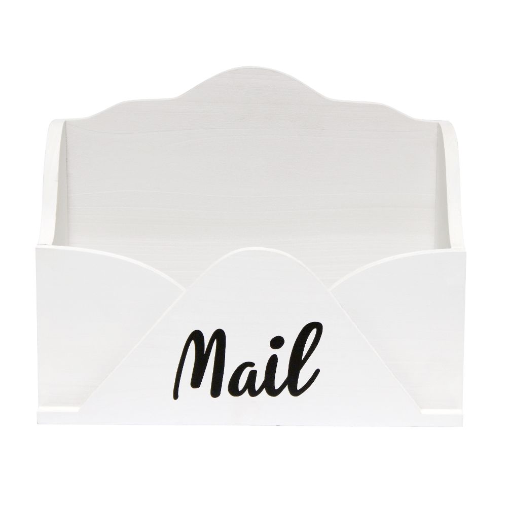 All The Rages HG2020-WHT Homewood Farmhouse Wooden Decorative Envelope Shaped Desktop Letter Holder in White