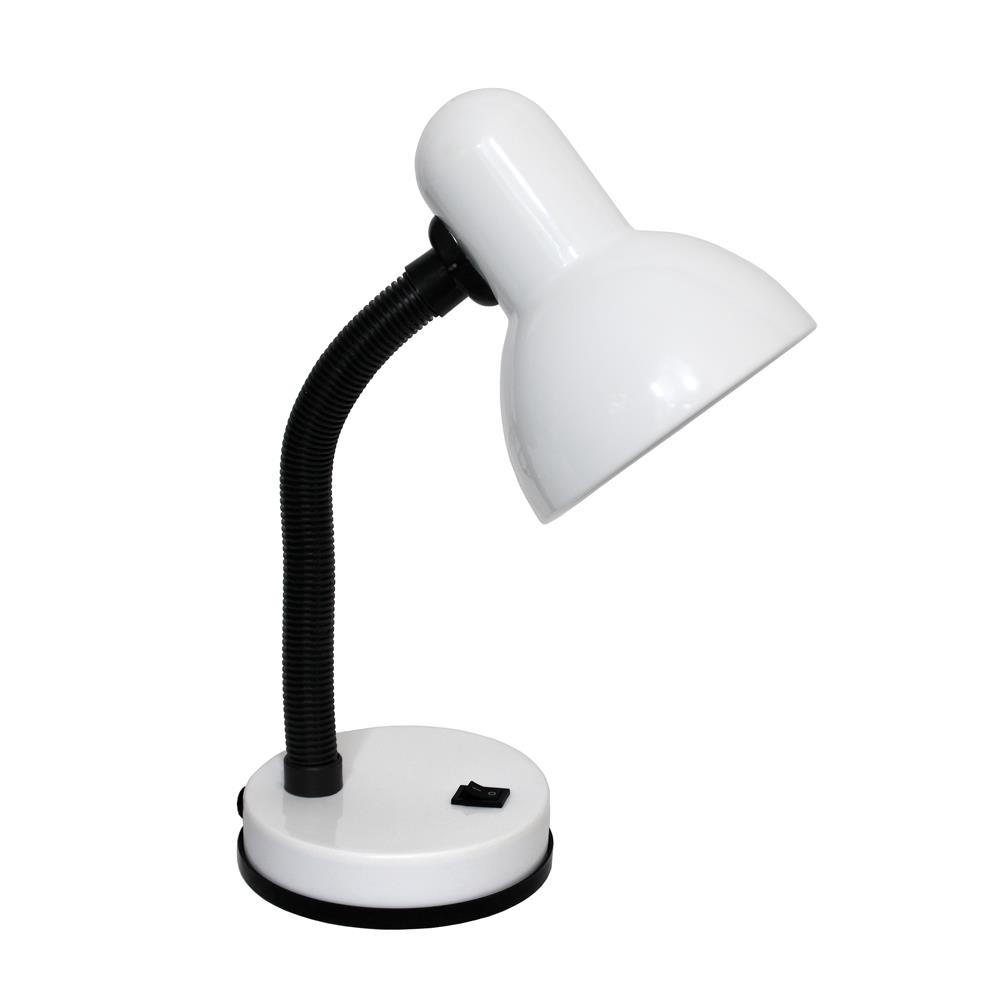  All The Rages LD1003-WHT Simple Designs Basic Metal Desk Lamp with Flexible Hose Neck/ White
