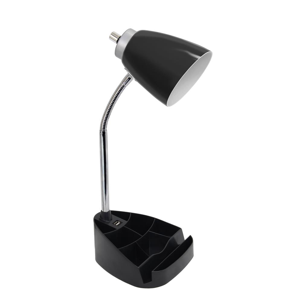 All the Rages LD1056-BLK Limelights Gooseneck Organizer Desk Lamp with iPad Tablet Stand Book Holder and USB port, Black