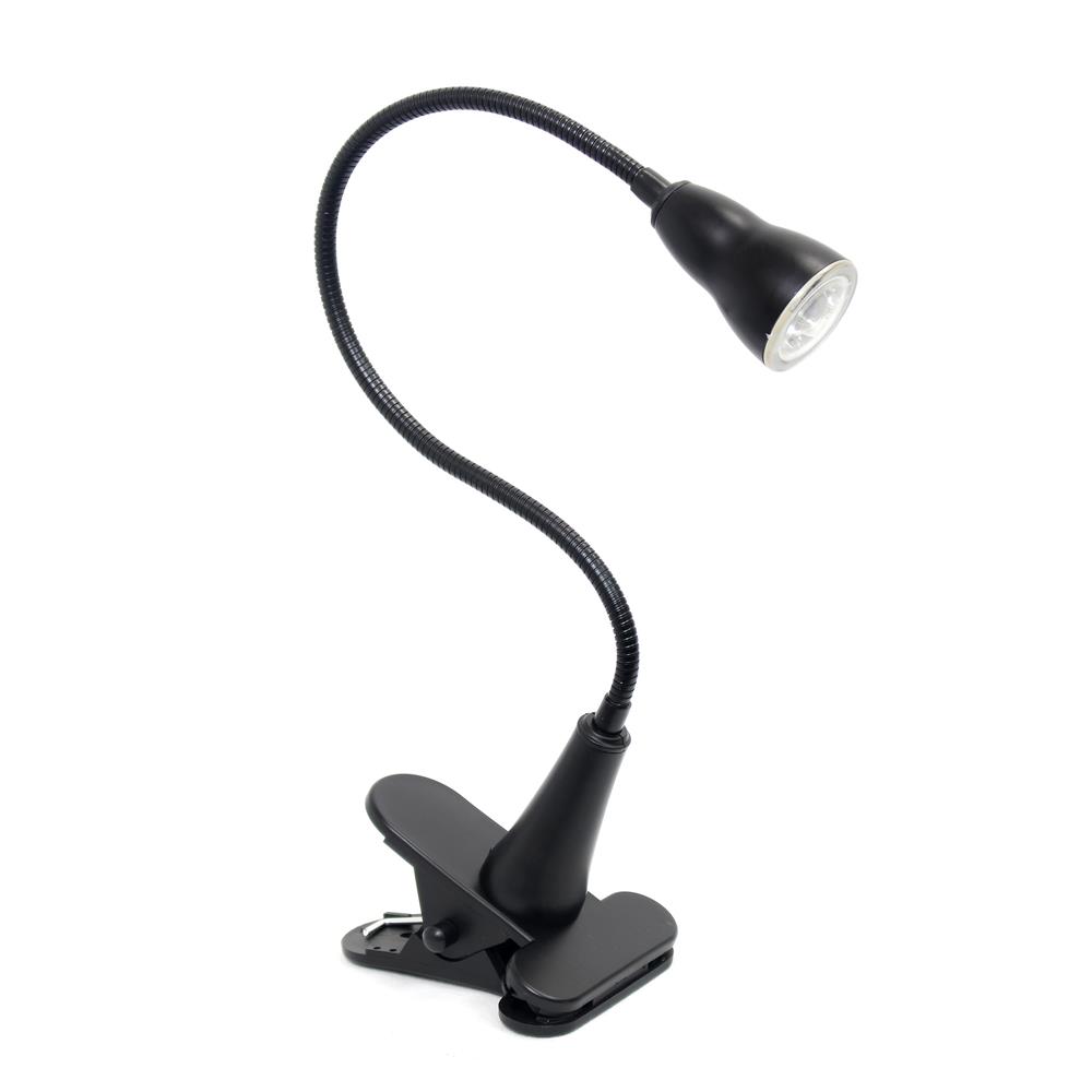All the Rages LD2015-BLK Simple Designs 1W LED Gooseneck Clip Light Desk Lamp, Black