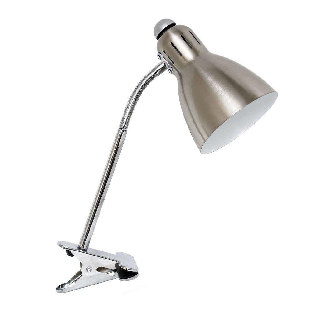 All the Rages LD2016-BSN Simple Designs Adjustable Clip Light Desk Lamp, Brushed Nickel