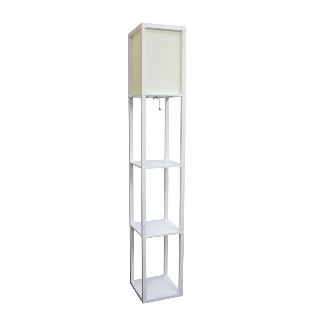  All The Rages LF1014-WHT Simple Designs Floor Lamp Etagere Organizer Storage Shelf with Linen Shade/ White