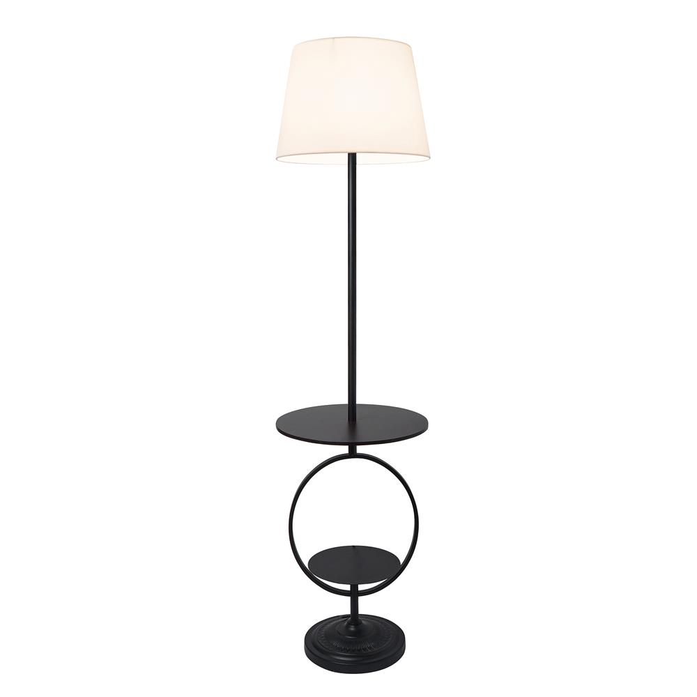 All The Rage LF1023-BLK Elegant Designs Bedside Nightstand End Table Dual Shelf Decorative Floor Lamp, Black