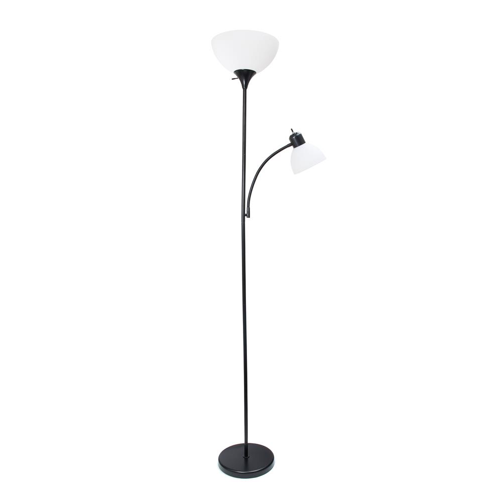 All the Rages LF2000-BLK Simple Designs Floor Lamp with Reading Light