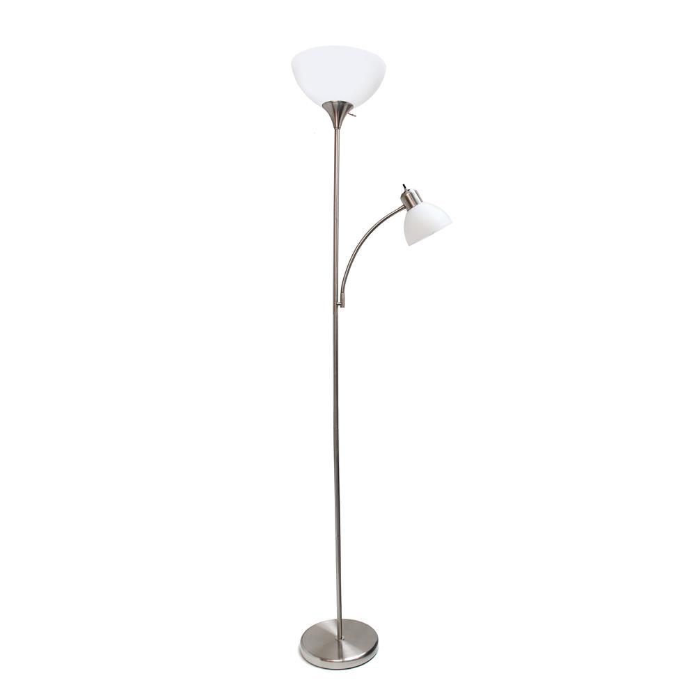 All the Rages LF2000-BSN Simple Designs Floor Lamp with Reading Light, Brushed Nickel