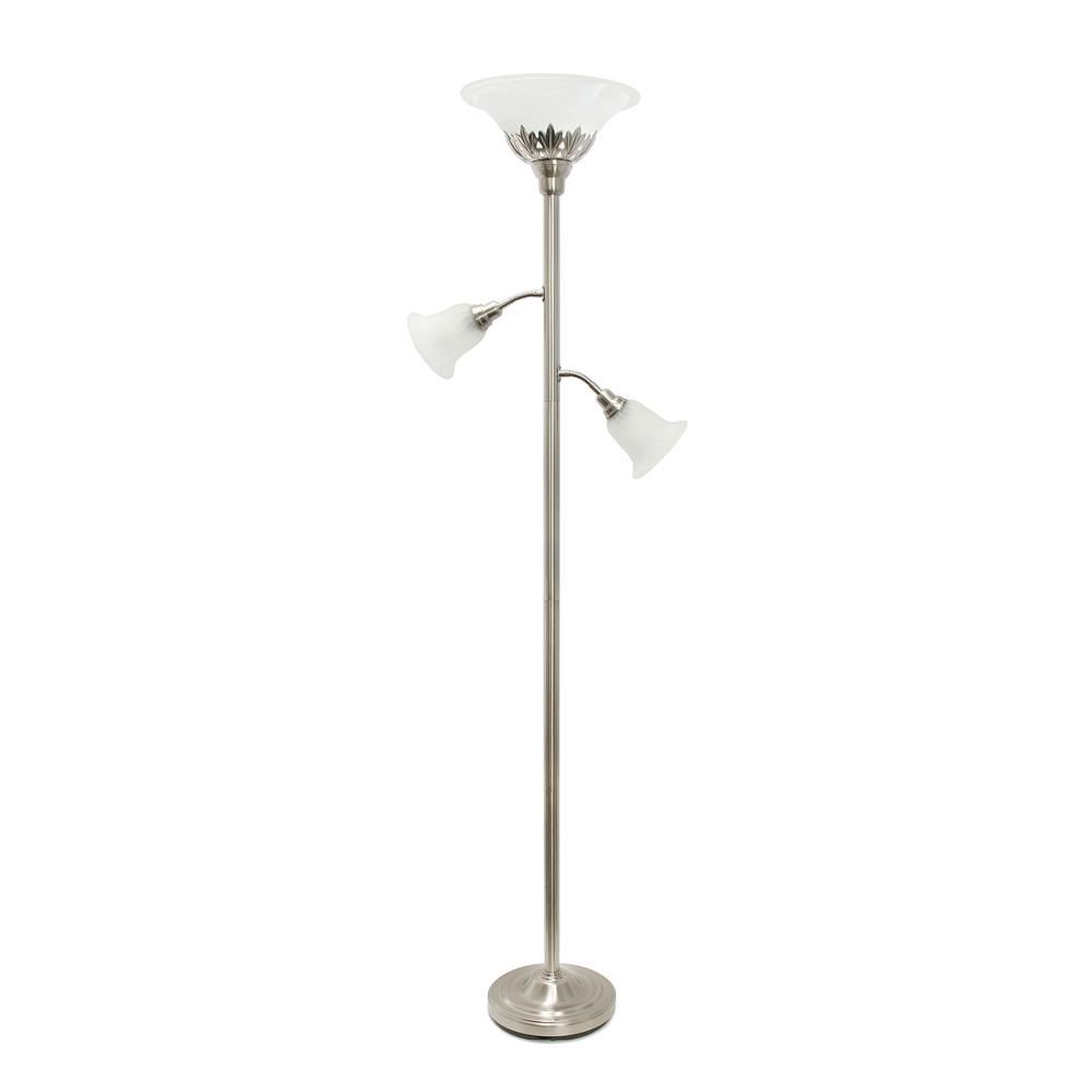 All The Rages LF2002-BSN Elegant Designs 3 Light Floor Lamp with Scalloped Glass Shades, Brushed Nickel
