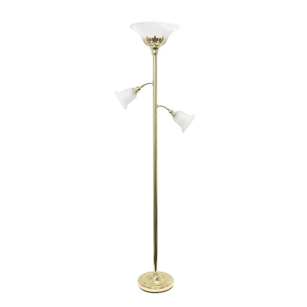 All The Rages LF2002-GLD Elegant Designs 3 Light Floor Lamp with Scalloped Glass Shades, Gold