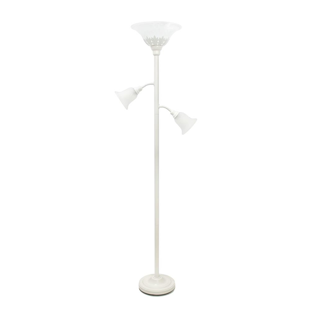 All The Rages LF2002-WHT Elegant Designs 3 Light Floor Lamp with Scalloped Glass Shades, White