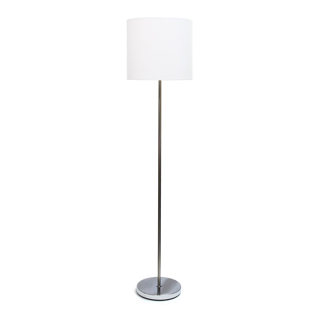 All the Rages LF2004-WHT Simple Designs Brushed Nickel Drum Shade Floor Lamp, White
