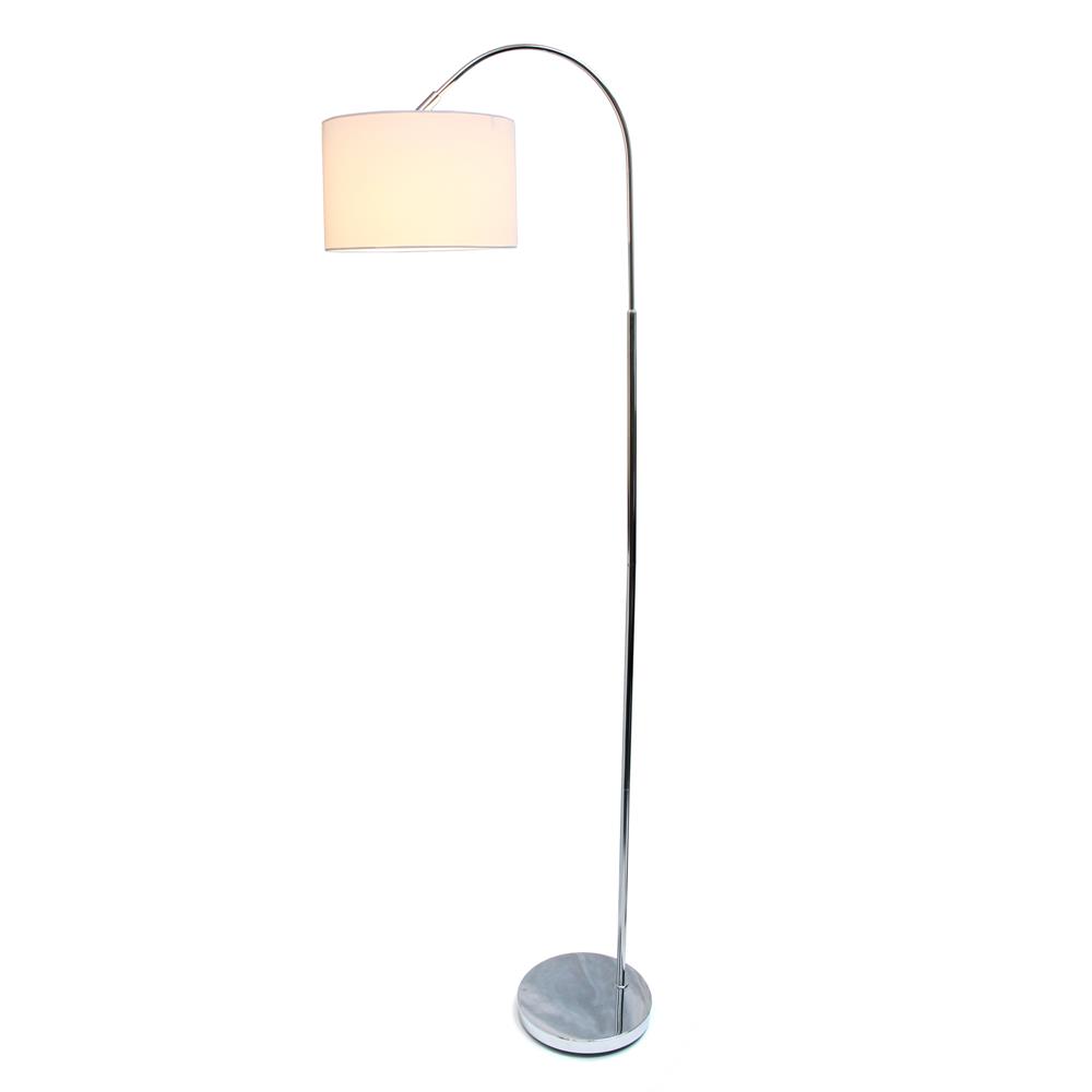All the Rages LF2005-WHT Simple Designs Arched Brushed Nickel Floor Lamp, White Shade