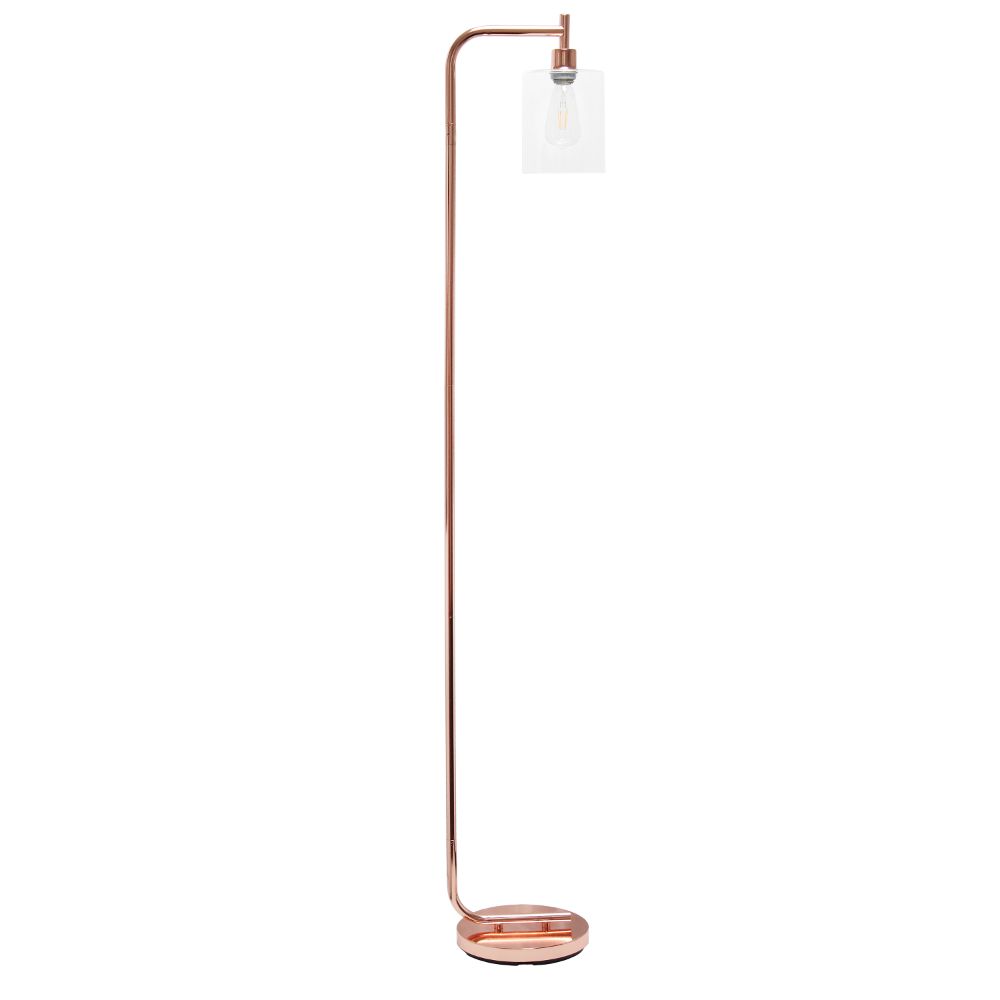 All The Rages LF2009-RGD Simple Designs Modern Iron Lantern Floor Lamp with Glass Shade in Rose Gold