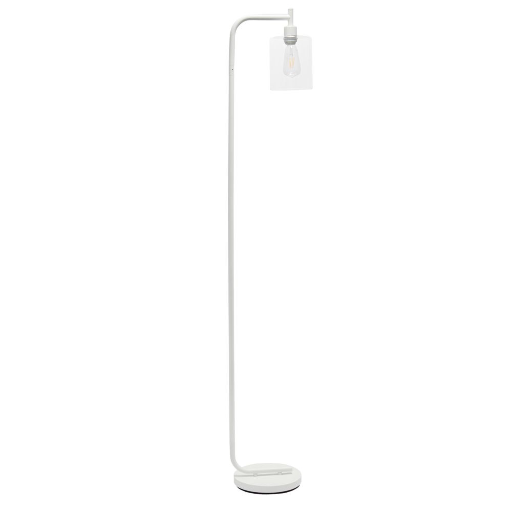 All The Rages LF2009-WHT Simple Designs Modern Iron Lantern Floor Lamp with Glass Shade in White