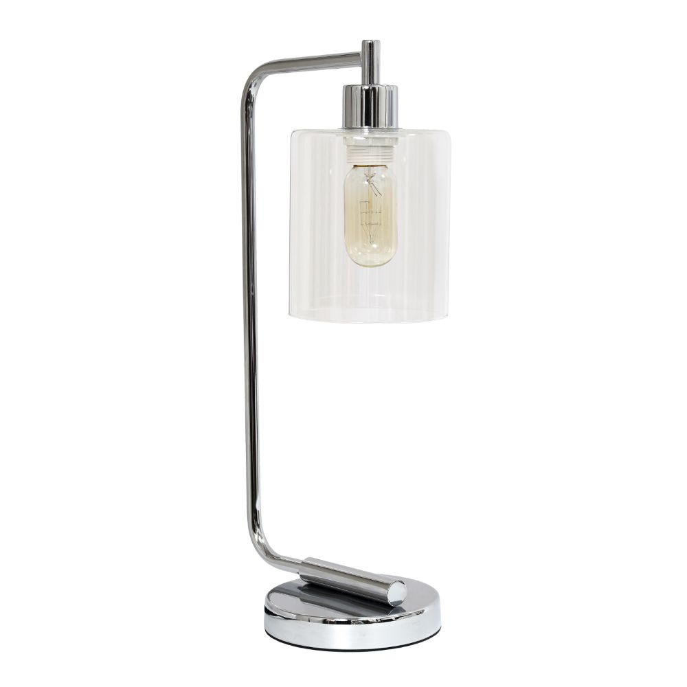 All The Rages LHD-2003-CH Lalia Home Modern Iron Desk Lamp with Glass Shade in Chrome
