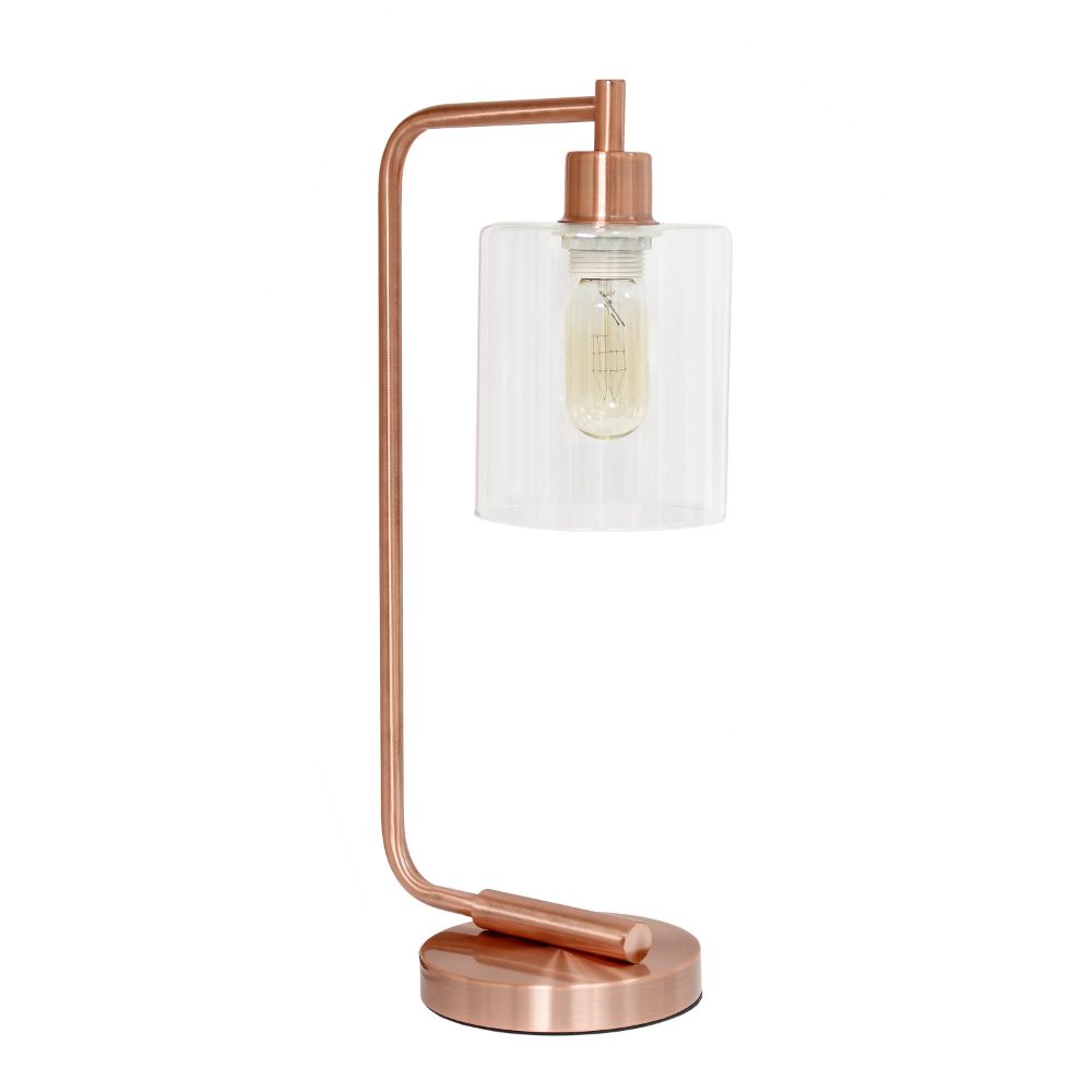 All The Rages LHD-2003-RG Lalia Home Modern Iron Desk Lamp with Glass Shade in Rose Gold