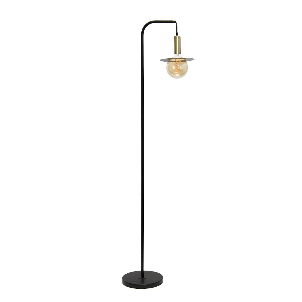 All The Rages LHF-4000-BK Lalia Home Oslo Floor Lamp in Black / Antique Brass Plated Color