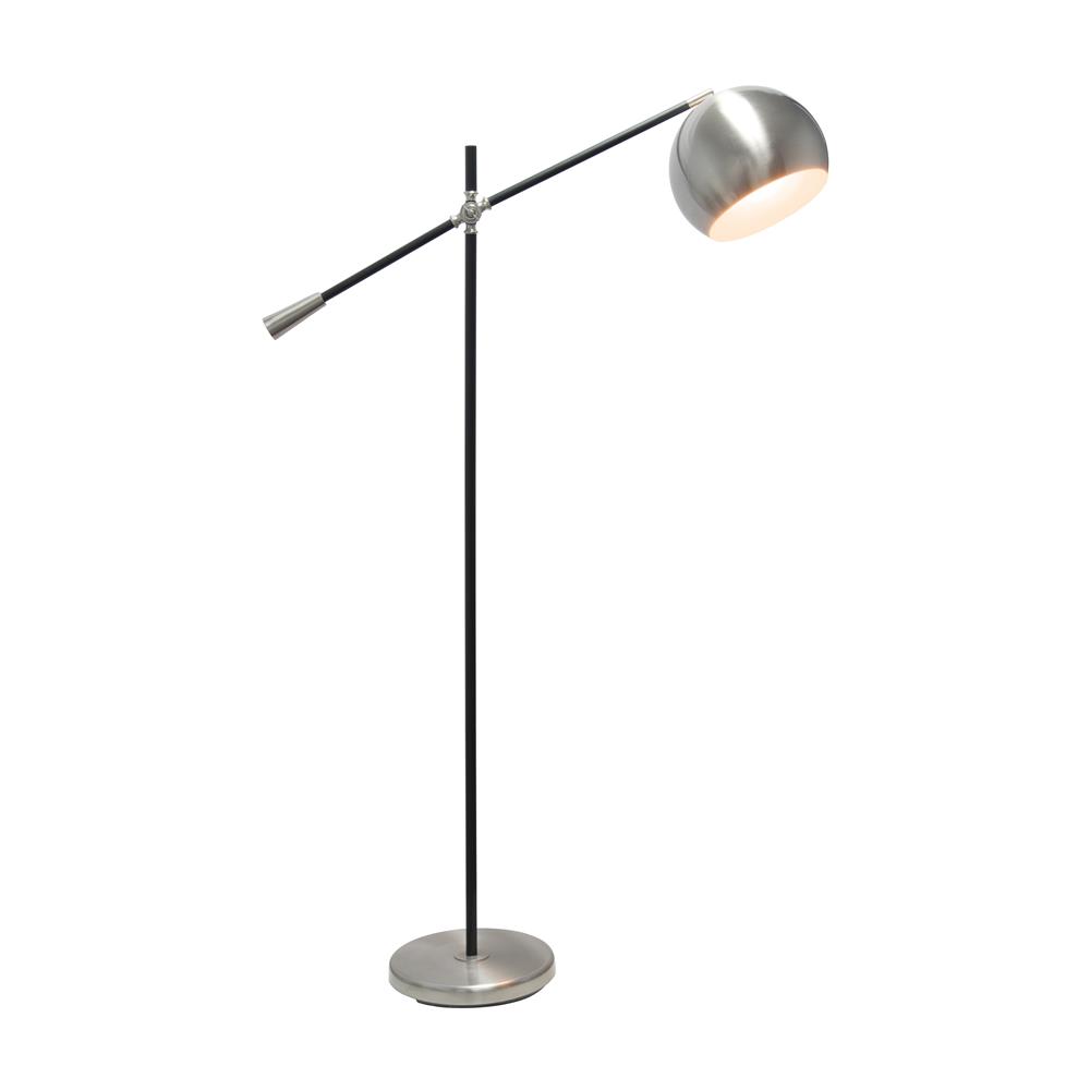 All the Rage LHF-5015-BN Black Matte Swivel Floor Lamp with Inner White Dome Shade