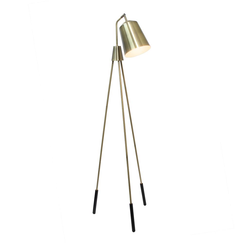 All the Rage LHF-5016-AB Industrial 1 Light Tripod Floor Lamp with Interior White Spotlight, Antique Brass