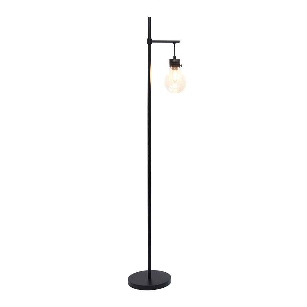 All the Rage LHF-5018-BK Black Matte 1 Light Beacon Floor Lamp with Clear glass shade