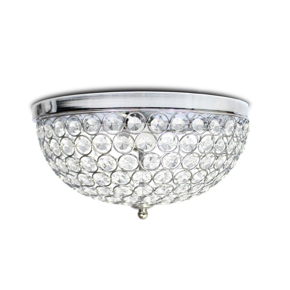 All The Rages LHM-2000-CH Lalia Home Crystal Glam 2 Light Ceiling Flush Mount in Chrome